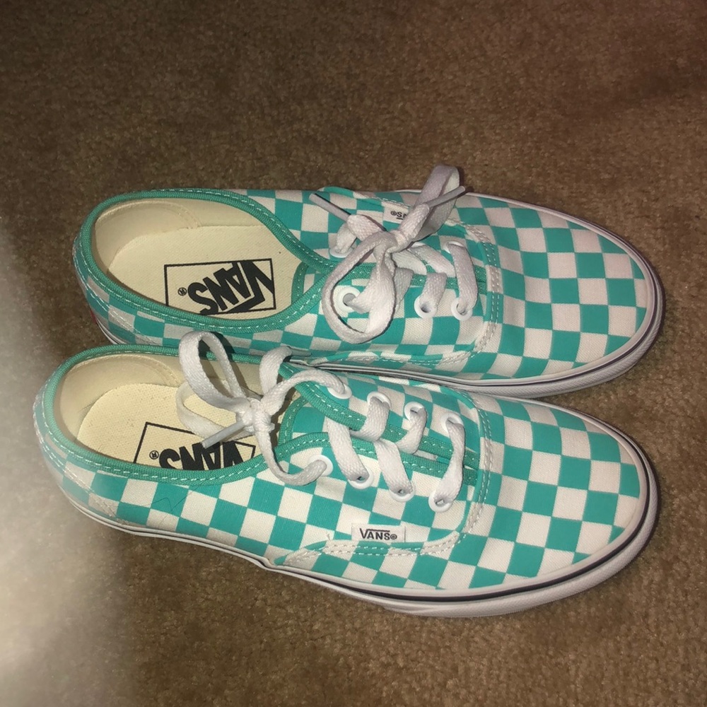 Teal checkered vans brand new